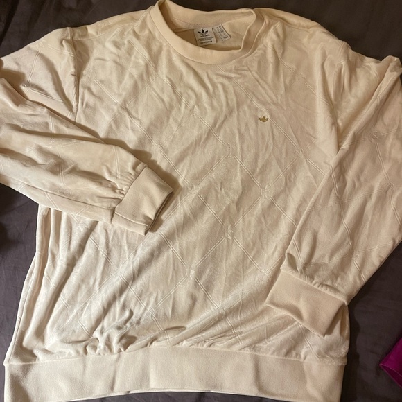adidas womens monogram pullover off white velour - Picture 4 of 4